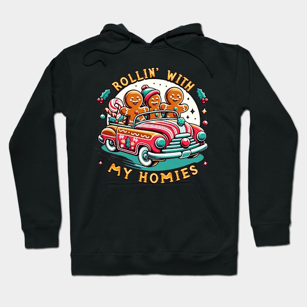 Rollin' With My Homies Vintage Gingerbread Men Hoodie by TheCloakedOak